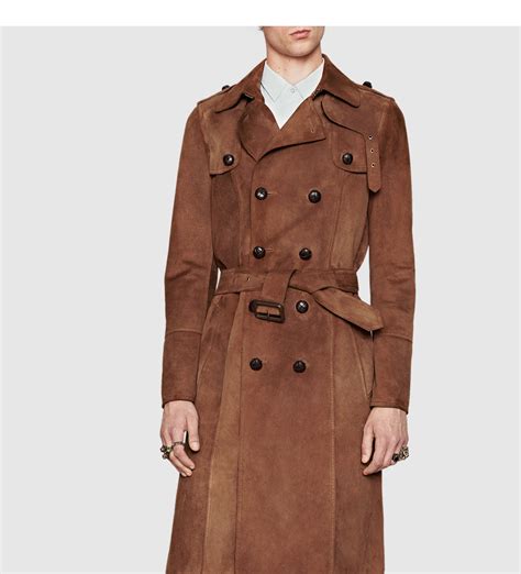 gucci trench coat menas|Gucci shearling coat men's.